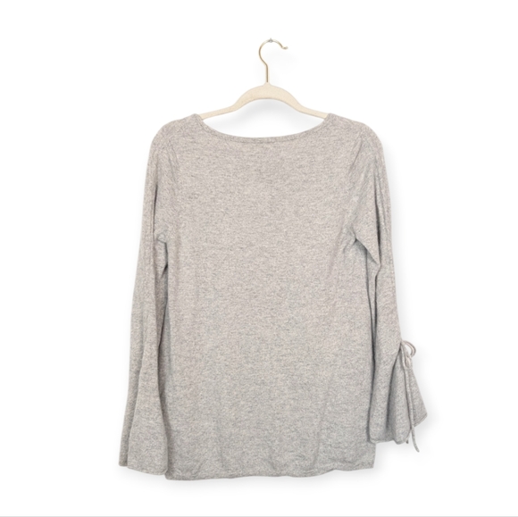 Project J Grey Tie Sleeve Crew Neck 100% Cashmere Sweater Size L - Picture 2 of 7